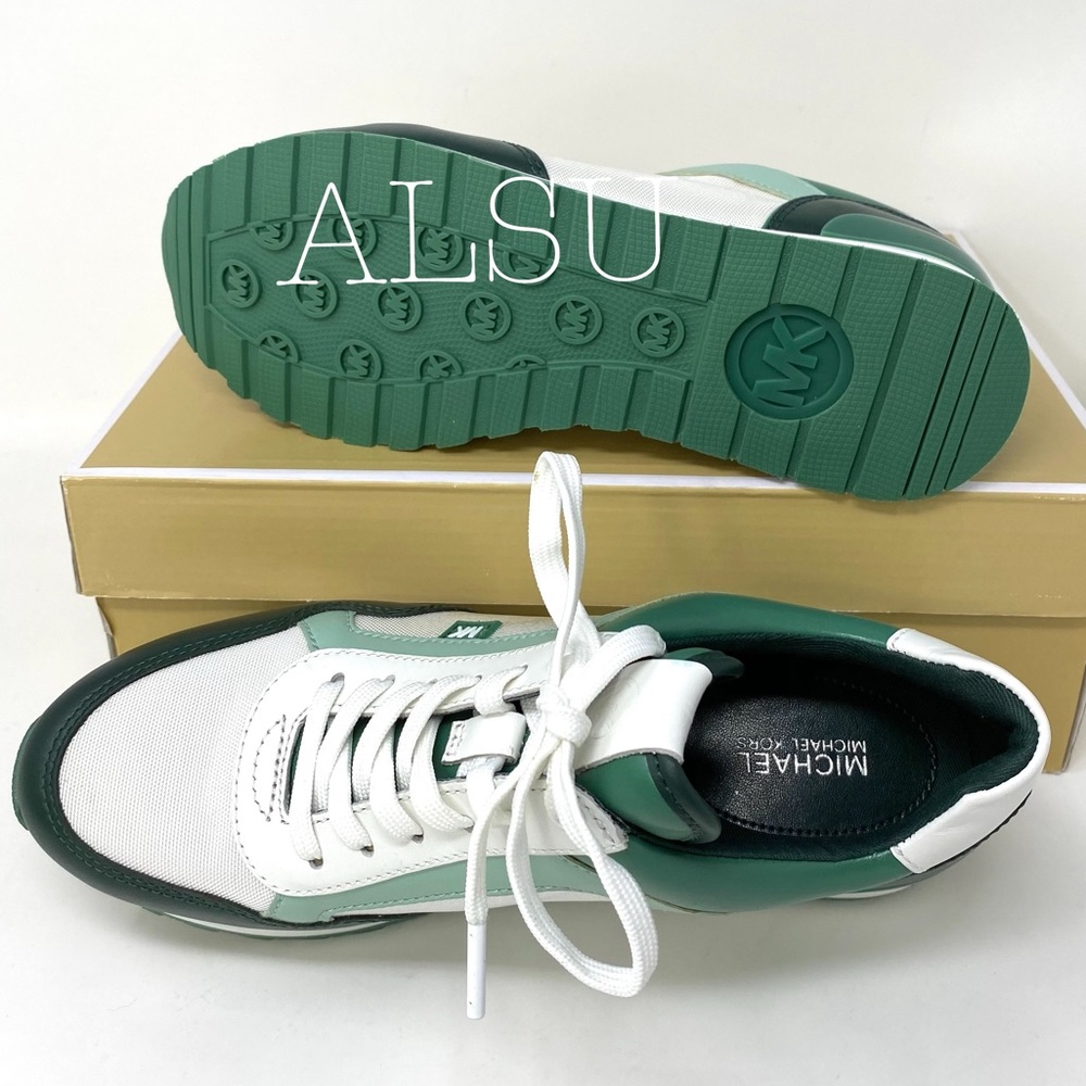 🍃SALE🍃 Michael Kors Maddy Trainer Canvas Racing Green Women Size 7 49F9MAFS2D - Picture 9 of 10